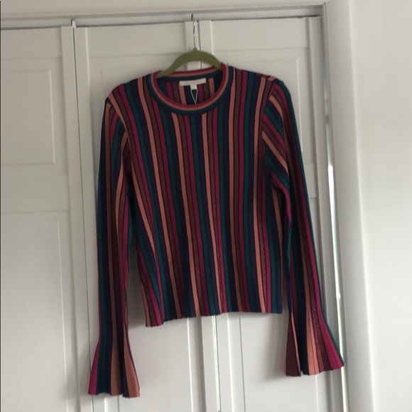 NWT Jonathan Simkhai Striped Metallic Sweater - Picture 4 of 6